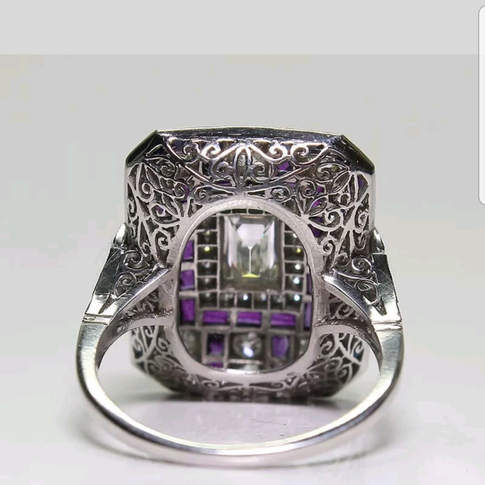Sterling Silver Amethyst Topaz Statement Ring - Picture 3 of 8